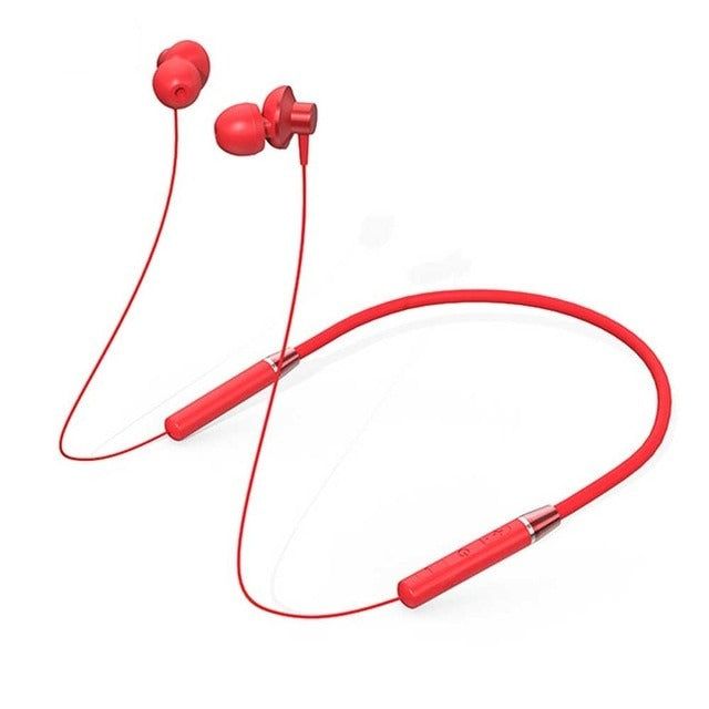 HE05 Bluetooth Magnetic Earbuds with Neckband Red color | Hifi Media Store