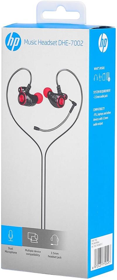 HP DHE-7002 - Auriculares con Cable y Doble Micrófono Tipo Jack 3,5mm (acodada) Negros Todos los auriculares | HP