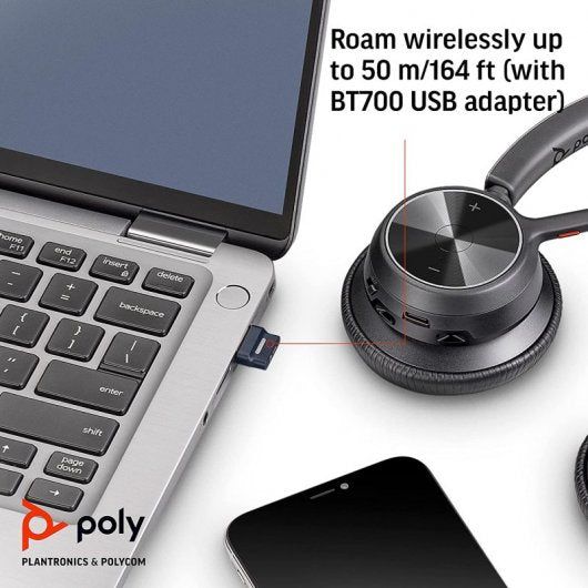 HP Poly Voyager 4320UC USB-C - Auriculares Bluetooth con Base de Carga + BT700 Todos los auriculares | HP