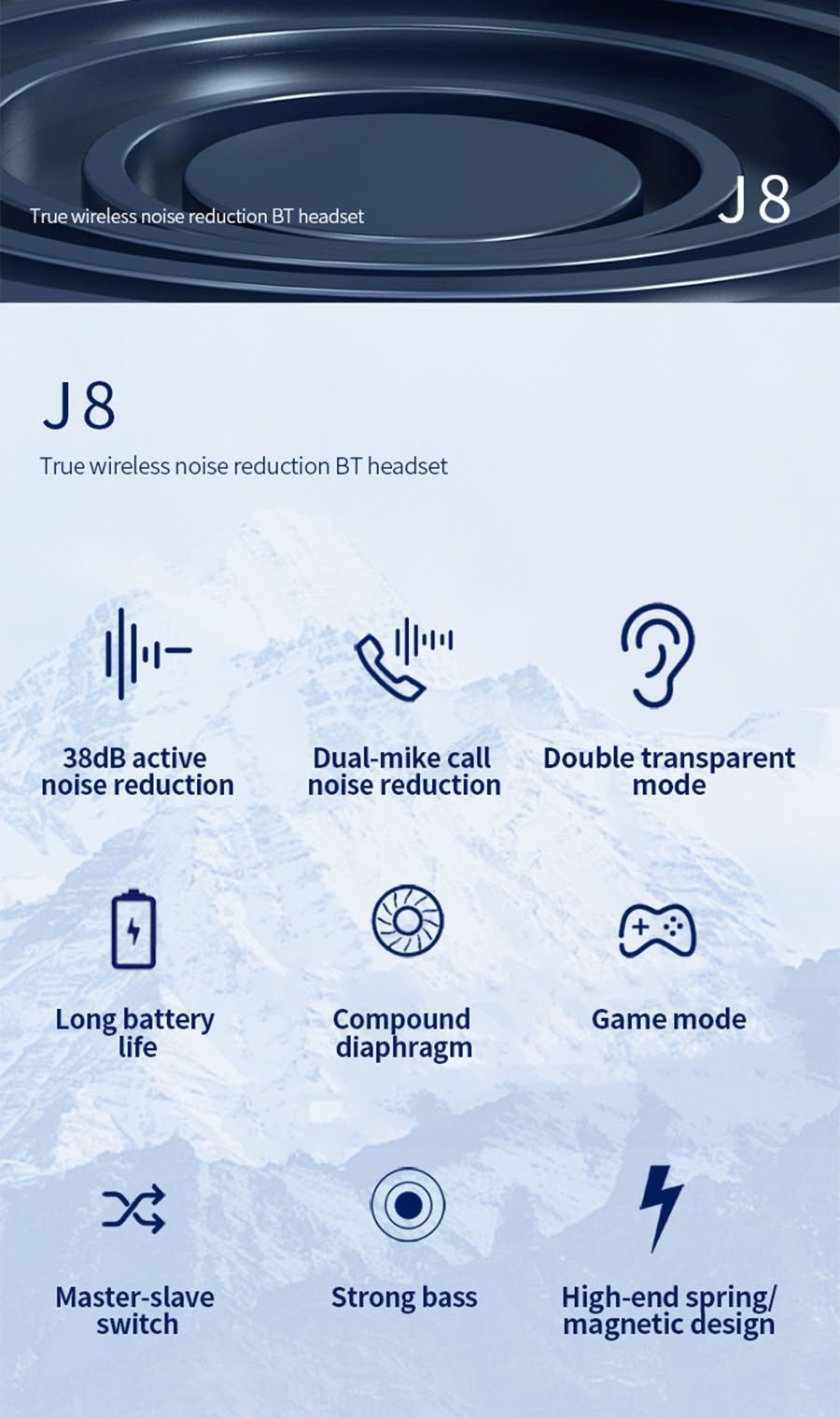 J8 TWS Bluetooth Earbuds with Active Noise Cancelling | Hifi Media Store