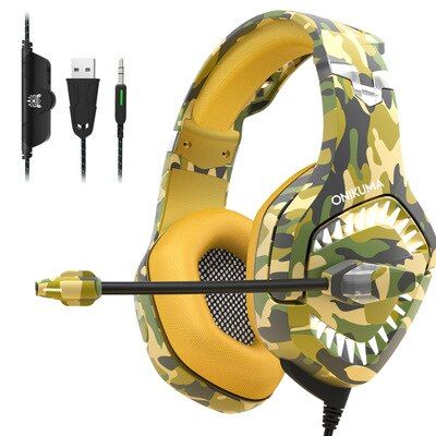 K1 Pro Camouflage Gaming Headset with LED Light Yellow Global | Hifi Media Store