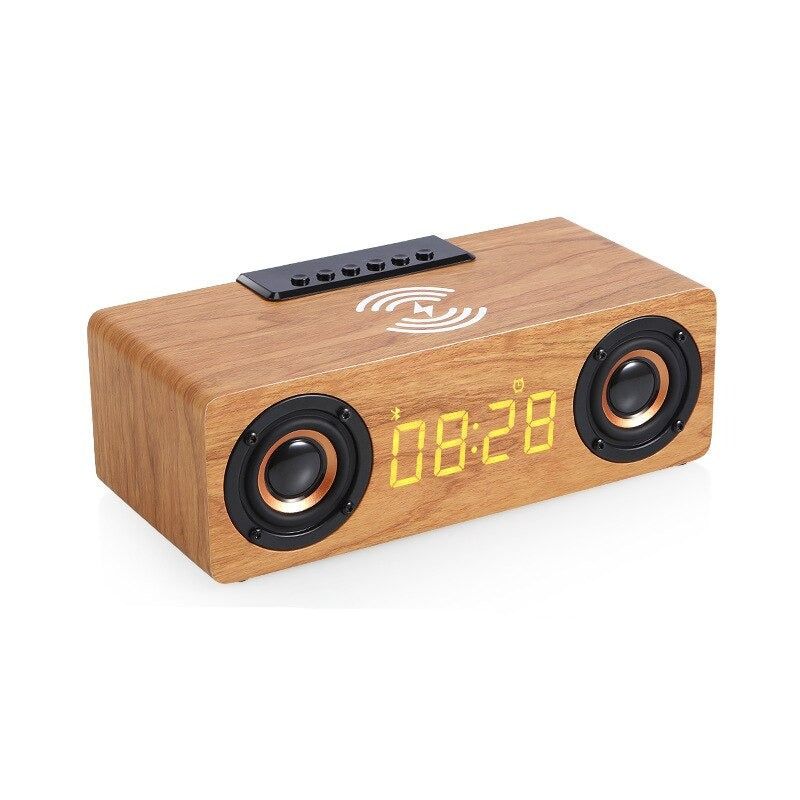 K1 Wooden Wireless Bluetooth Speaker With Alarm Clock Yellow | Hifi Media Store