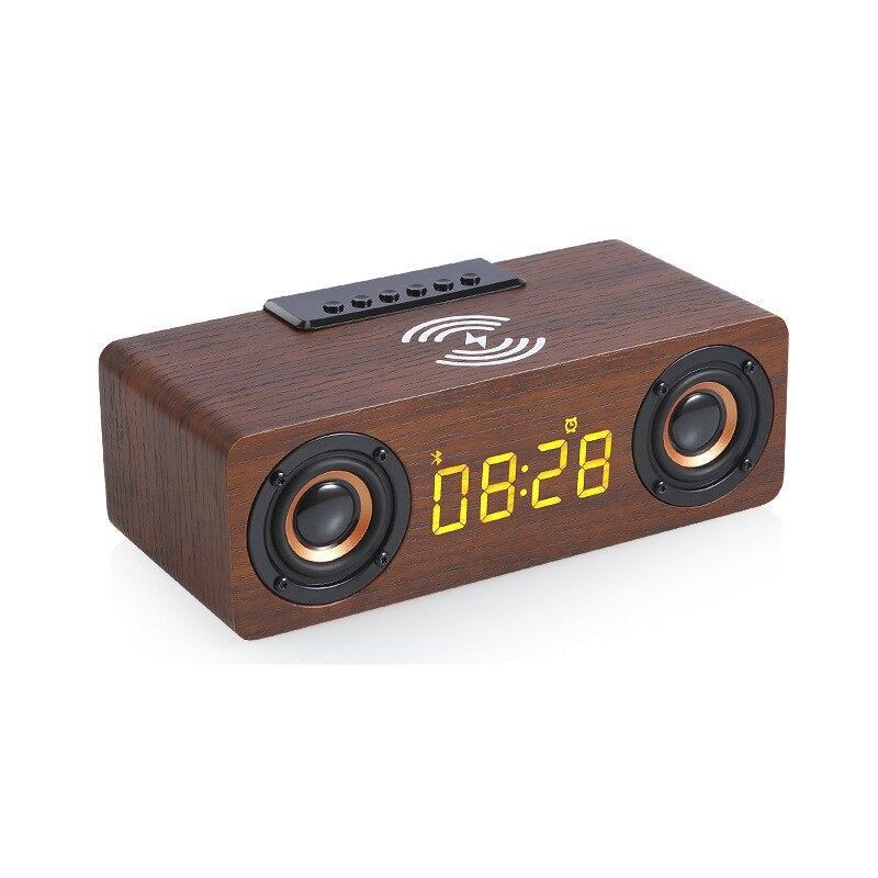 K1 Wooden Wireless Bluetooth Speaker With Alarm Clock Brown | Hifi Media Store
