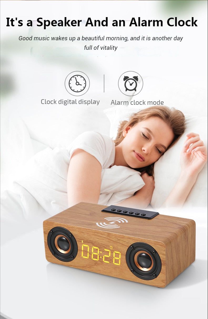 K1 Wooden Wireless Bluetooth Speaker With Alarm Clock | Hifi Media Store
