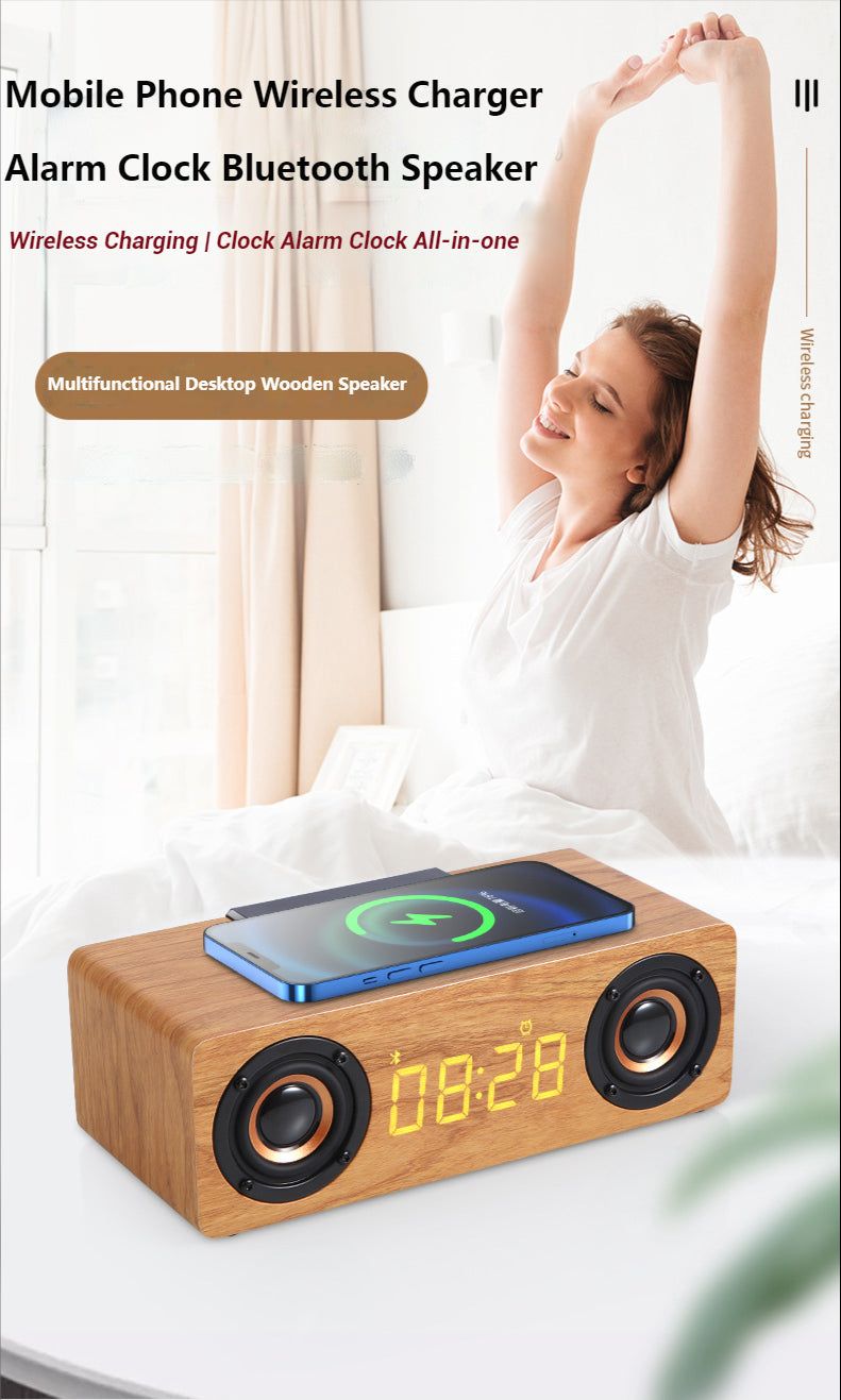 K1 Wooden Wireless Bluetooth Speaker With Alarm Clock | Hifi Media Store