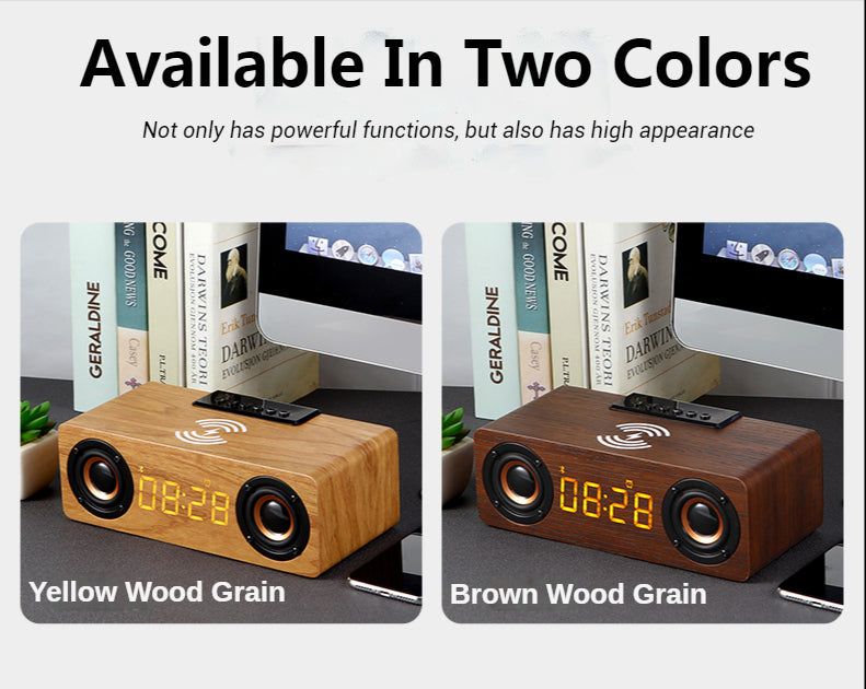 K1 Wooden Wireless Bluetooth Speaker With Alarm Clock | Hifi Media Store