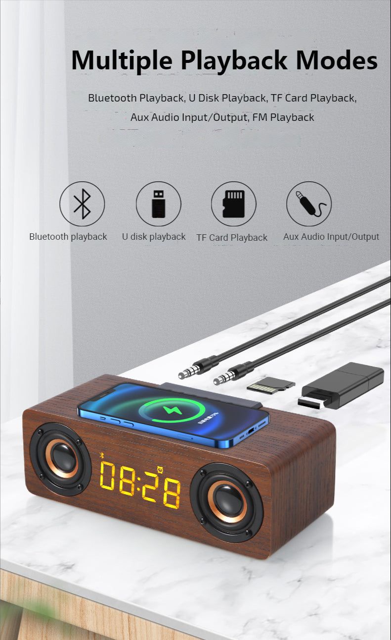 K1 Wooden Wireless Bluetooth Speaker With Alarm Clock | Hifi Media Store
