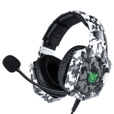 K8 Headset Camouflage Wired Stereo with LED Lights Snow | Hifi Media Store