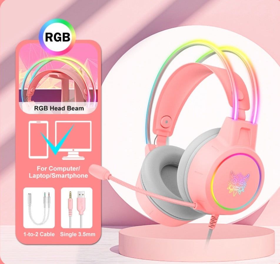 K9 Cat Gaming Headset With LED Light Upgrade RGB Pink Global | Hifi Media Store