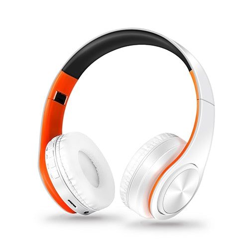 LPT660 Wireless Foldable Earphone White Orange | Hifi Media Store