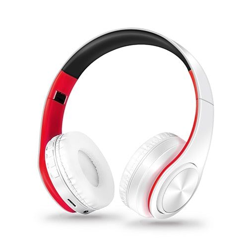 LPT660 Wireless Foldable Earphone White Red | Hifi Media Store