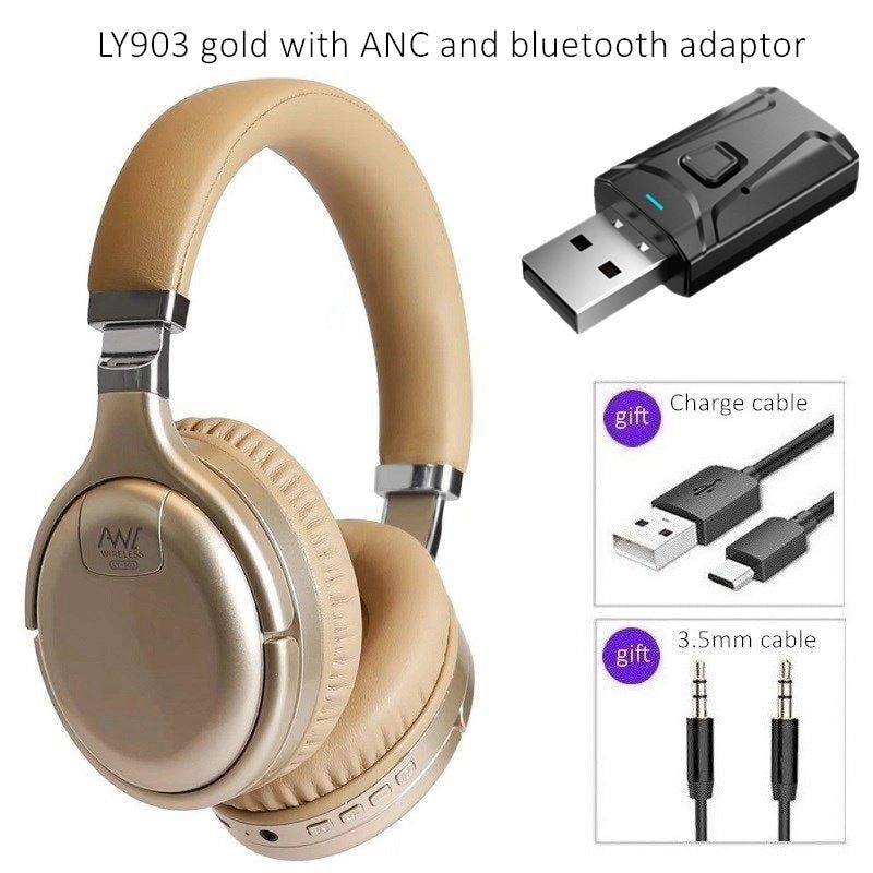 LY903 Wireless Headphone with Active Noise Cancelling and Bluetooth Adaptor 903 gold with adaptor Global | Hifi Media Store