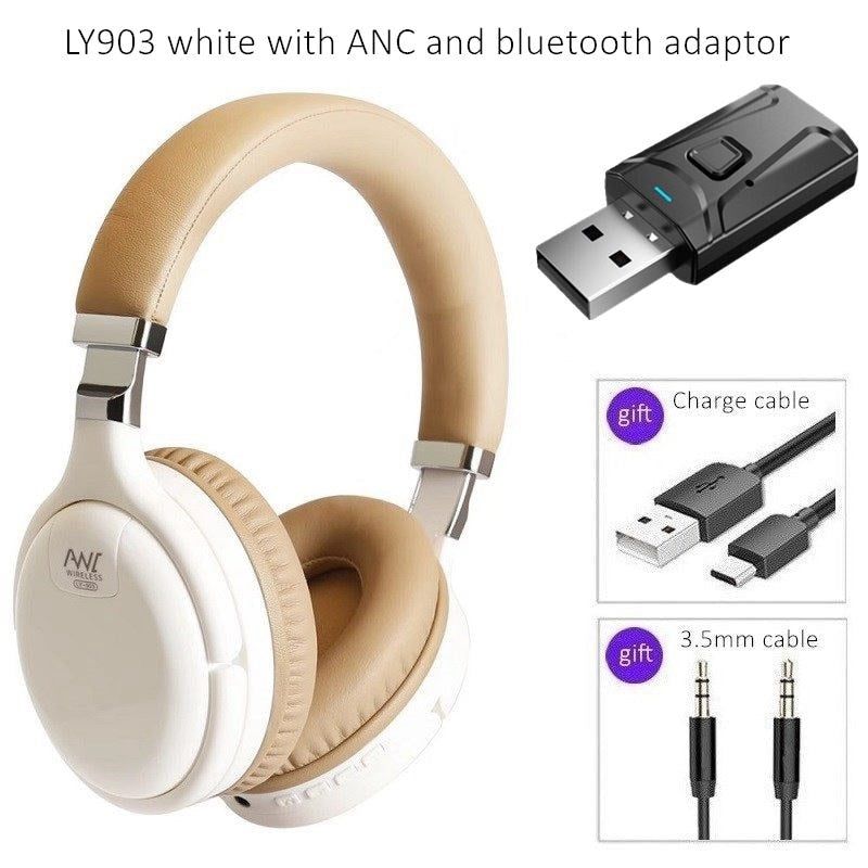 LY903 Wireless Headphone with Active Noise Cancelling and Bluetooth Adaptor 903 white with adaptor Global | Hifi Media Store