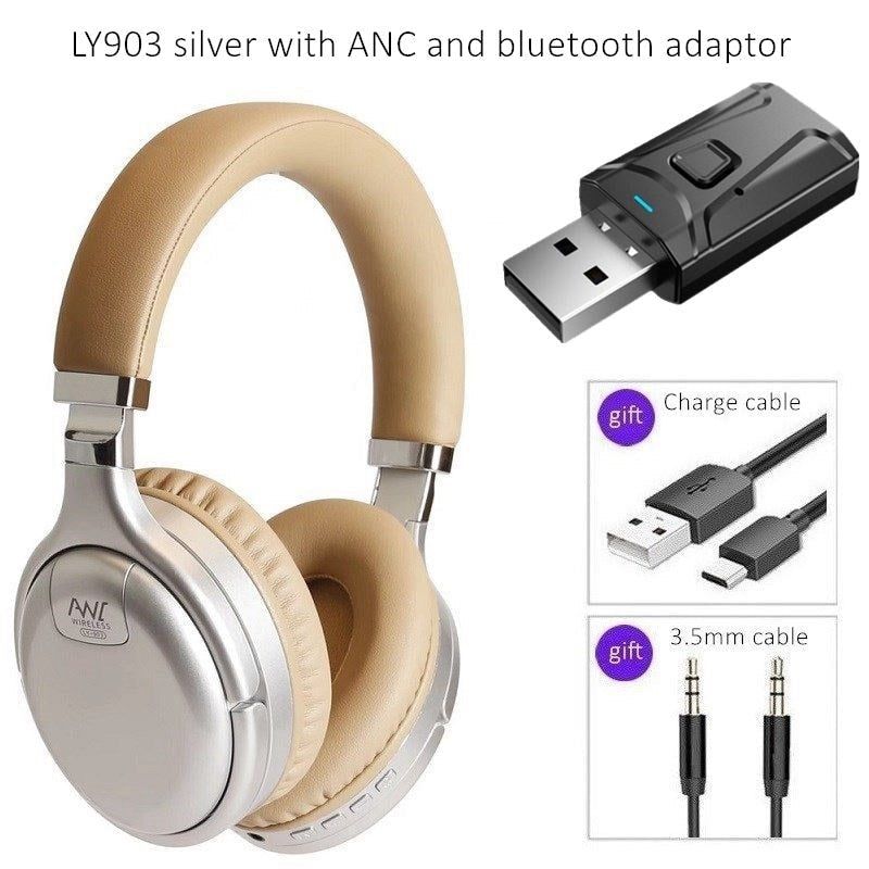 LY903 Wireless Headphone with Active Noise Cancelling and Bluetooth Adaptor 903 silver with adaptor Global | Hifi Media Store