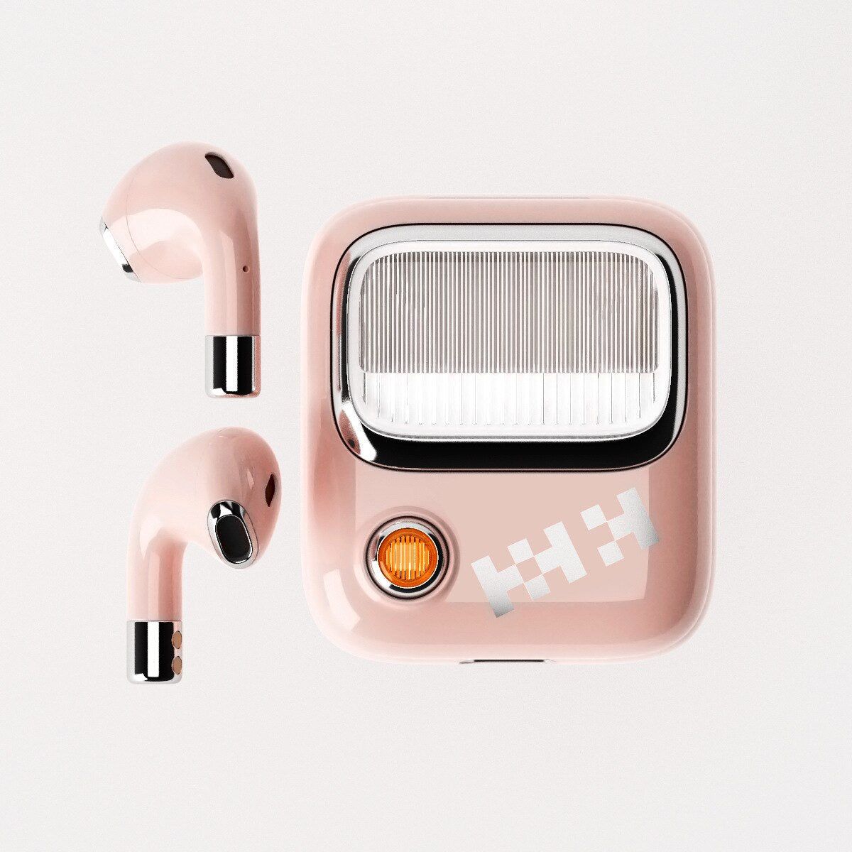 Luxury Retro Wireless Earbuds Pink | Hifi Media Store