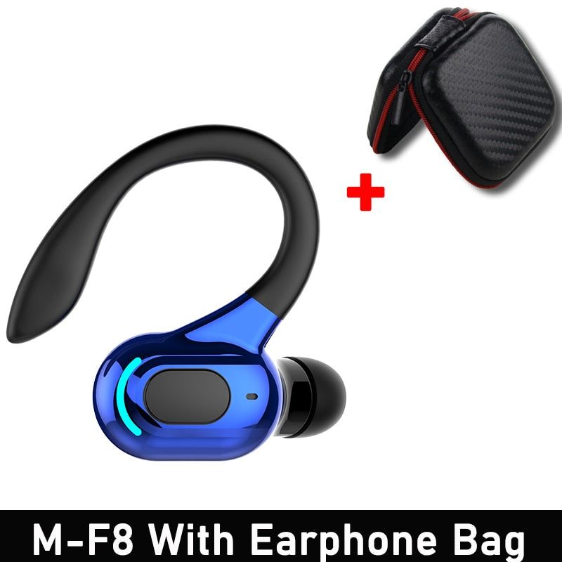 M-F8 Auricular Bluetooth con Gancho para la Oreja Azul Con Estuche 2 Global | Hifi Media Store