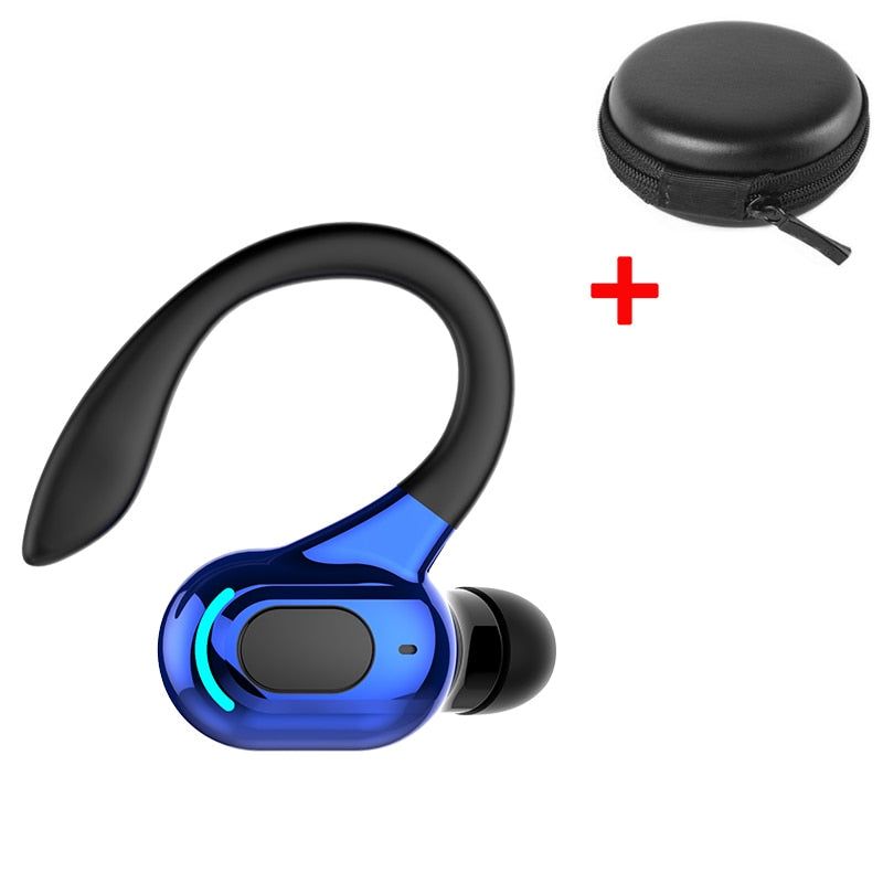 M-F8 Auricular Bluetooth con Gancho para la Oreja Azul Con Estuche Global | Hifi Media Store