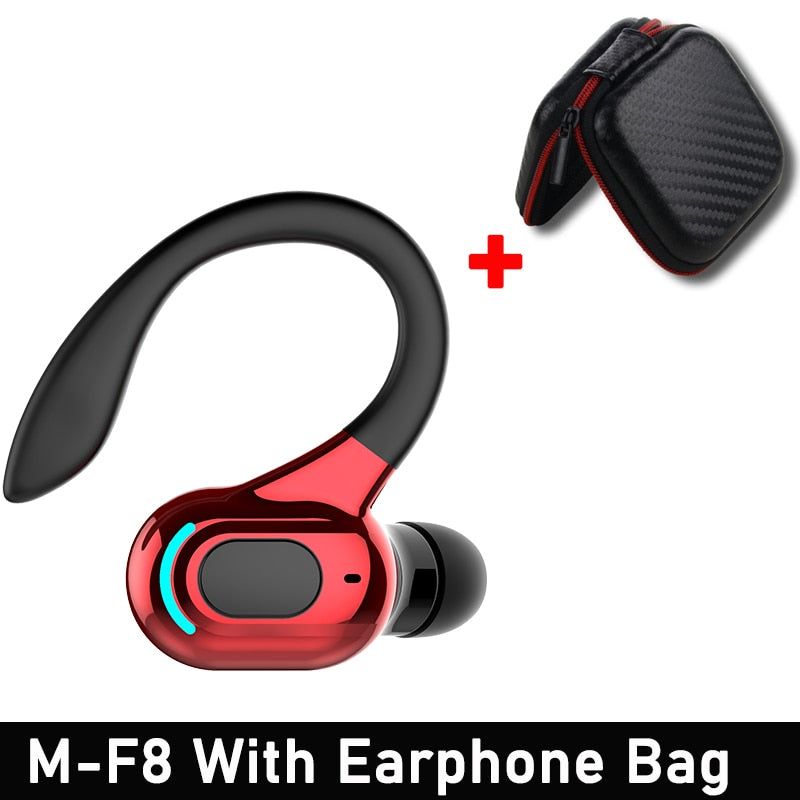 M-F8 Auricular Bluetooth con Gancho para la Oreja Rojo Con Estuche 2 Global | Hifi Media Store
