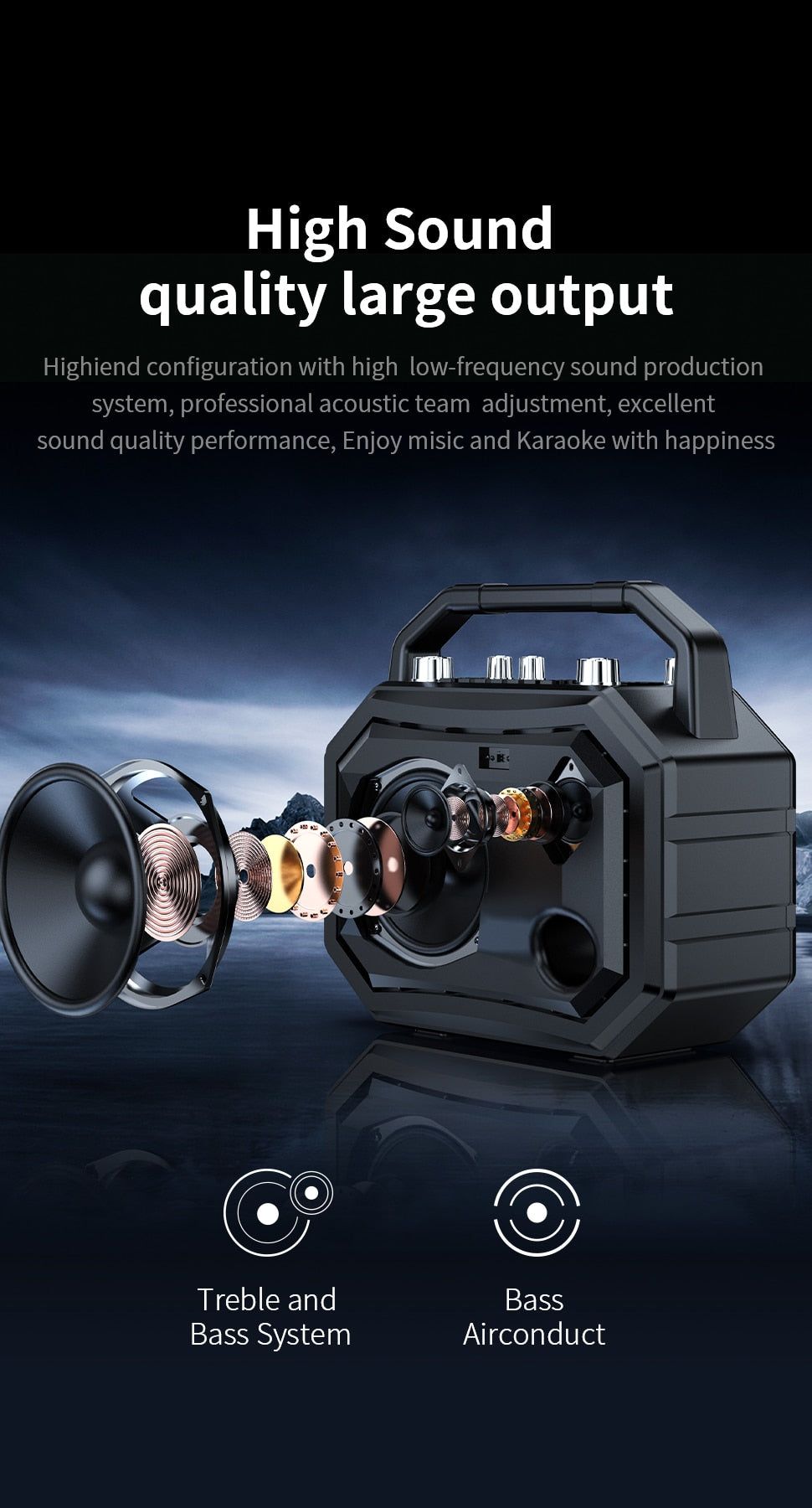 M520 Wireless Karaoke Speaker with Wireless Microphone | Hifi Media Store