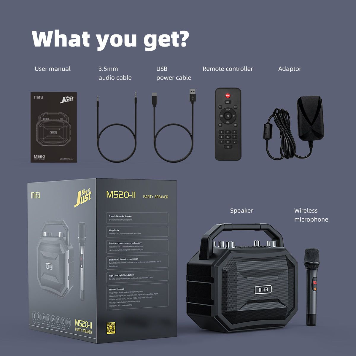 M520 Wireless Karaoke Speaker with Wireless Microphone Black | Hifi Media Store
