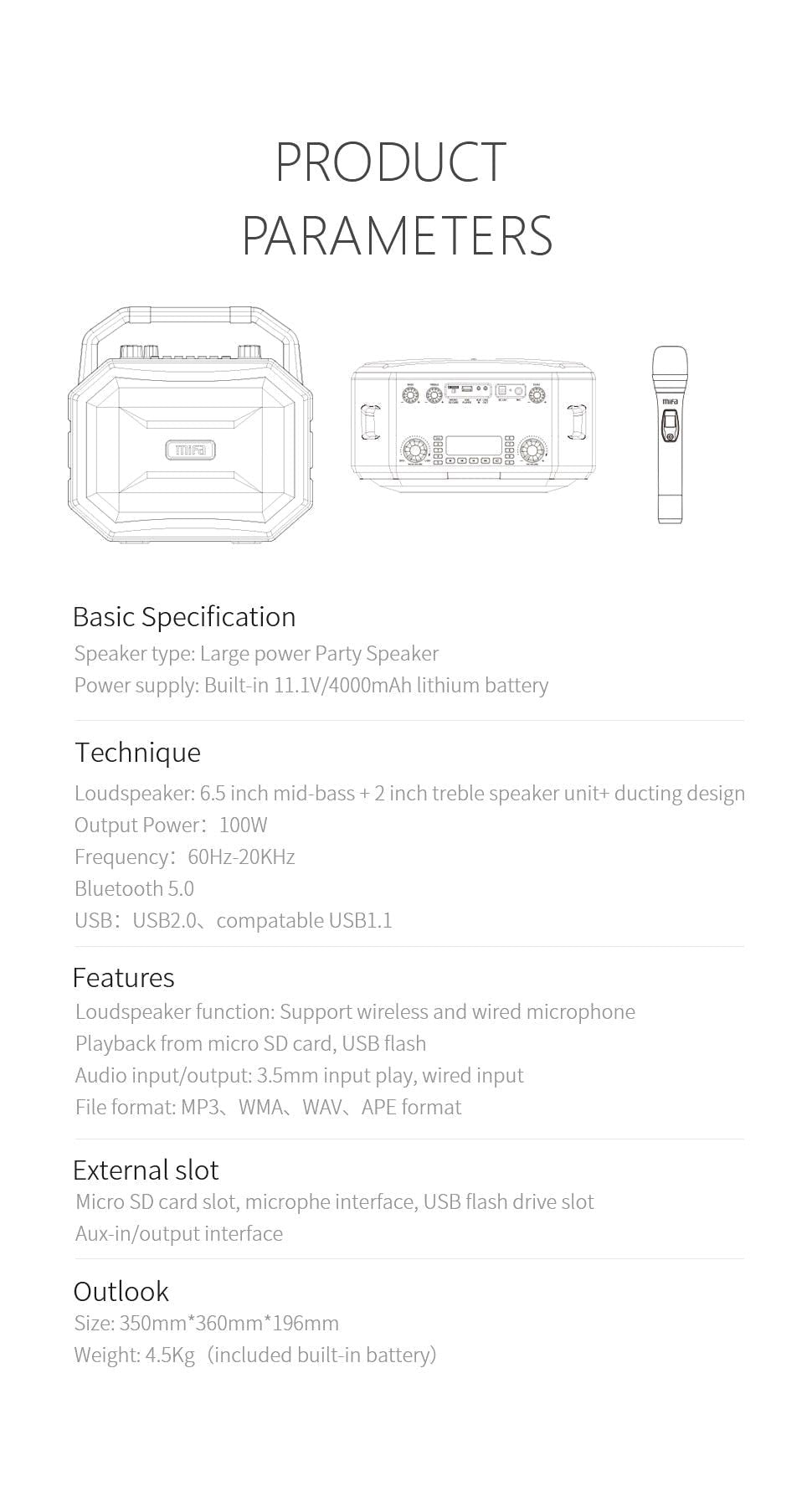 M520 Wireless Karaoke Speaker with Wireless Microphone | Hifi Media Store