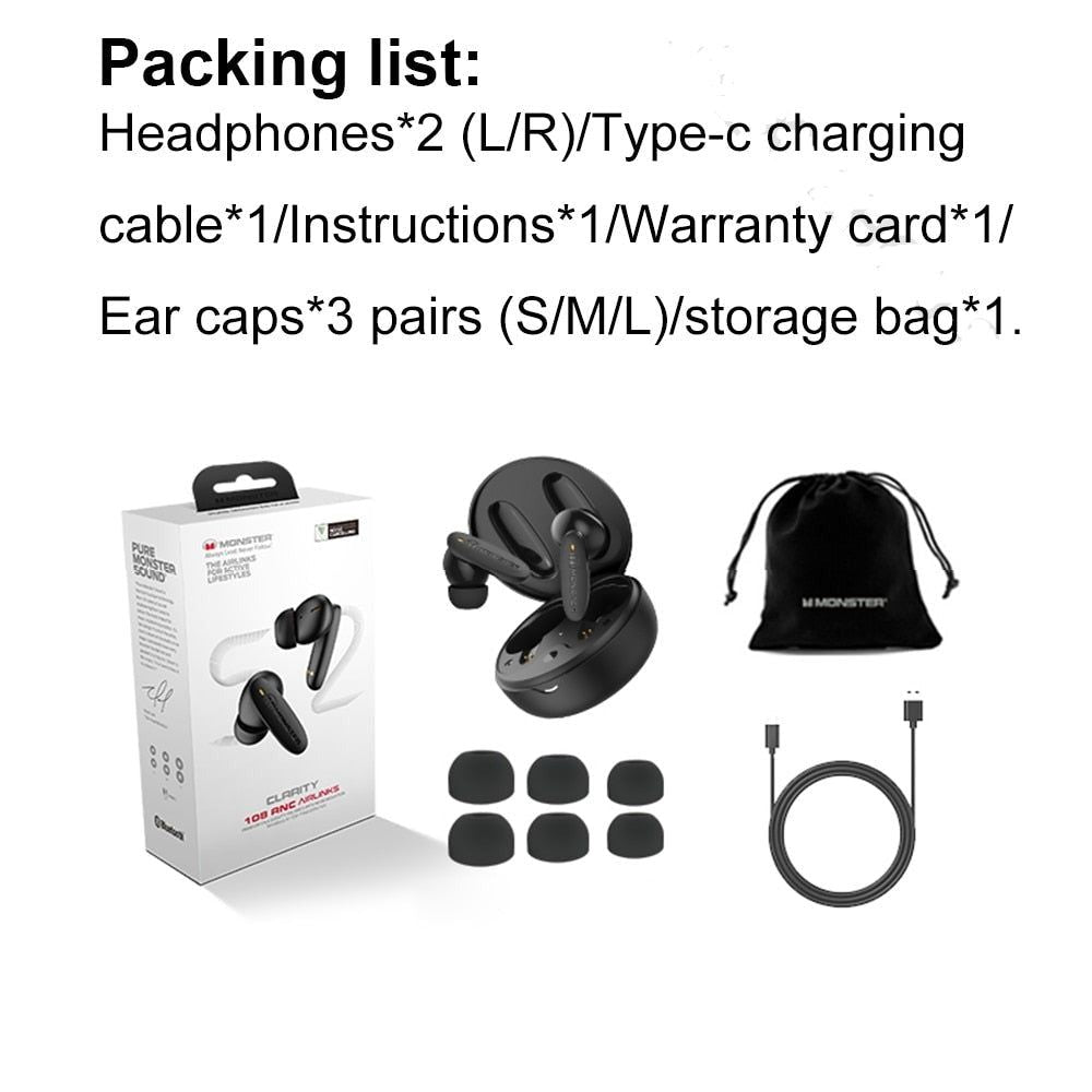 Monster Clarity 108 TWS Bluetooth earbuds with ANC | Hifi Media Store