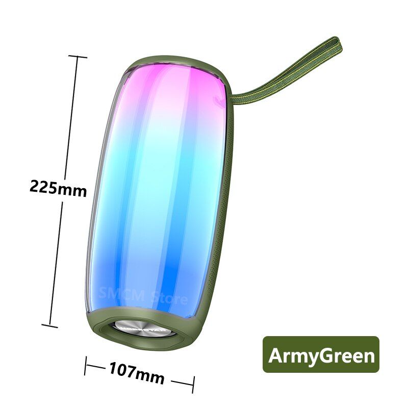 P40 Pro Bluetooth Portable Speaker with RGB Colorful LED Light Army Green | Hifi Media Store