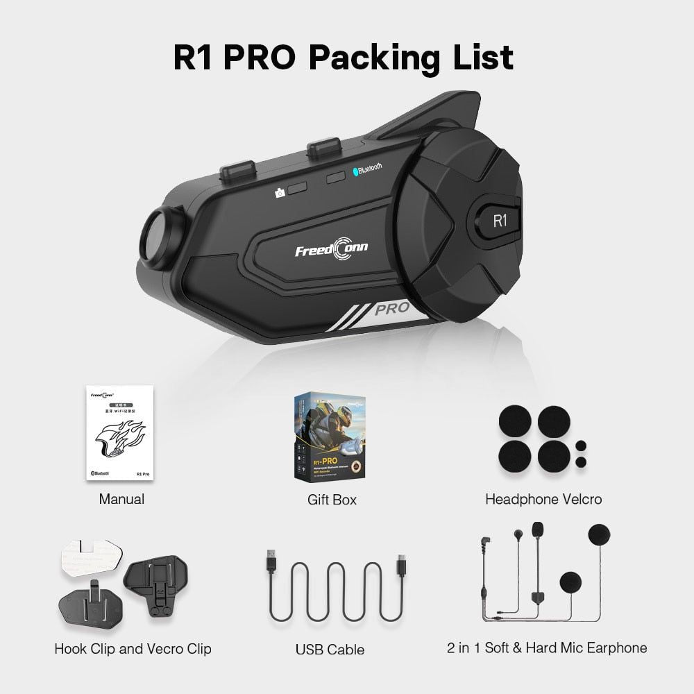 R1 Pro Bluetooth Intercom with Video Recorder QHD 2K Global R1 Pro | Hifi Media Store