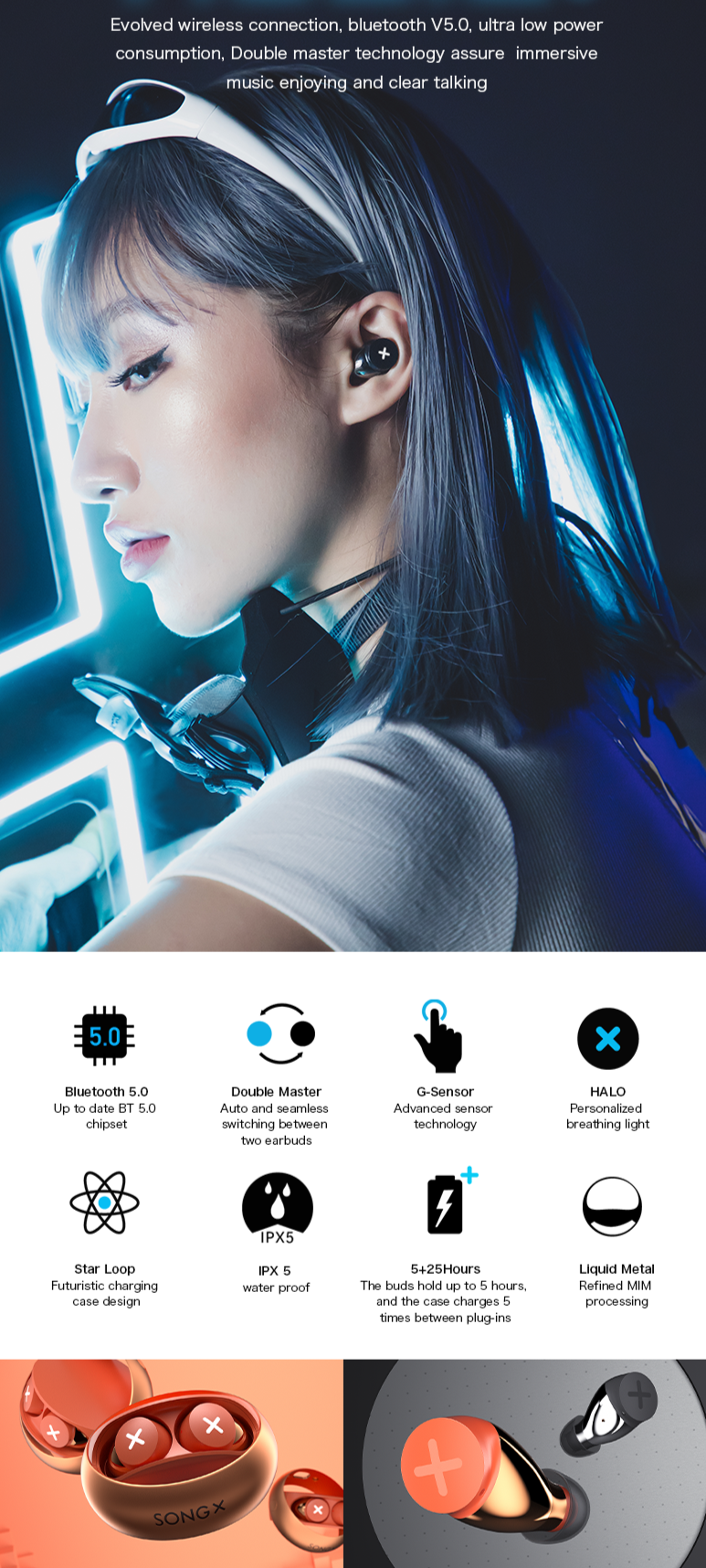 SONGX X06 - Auriculares Bluetooth TWS | Hifi Media Store