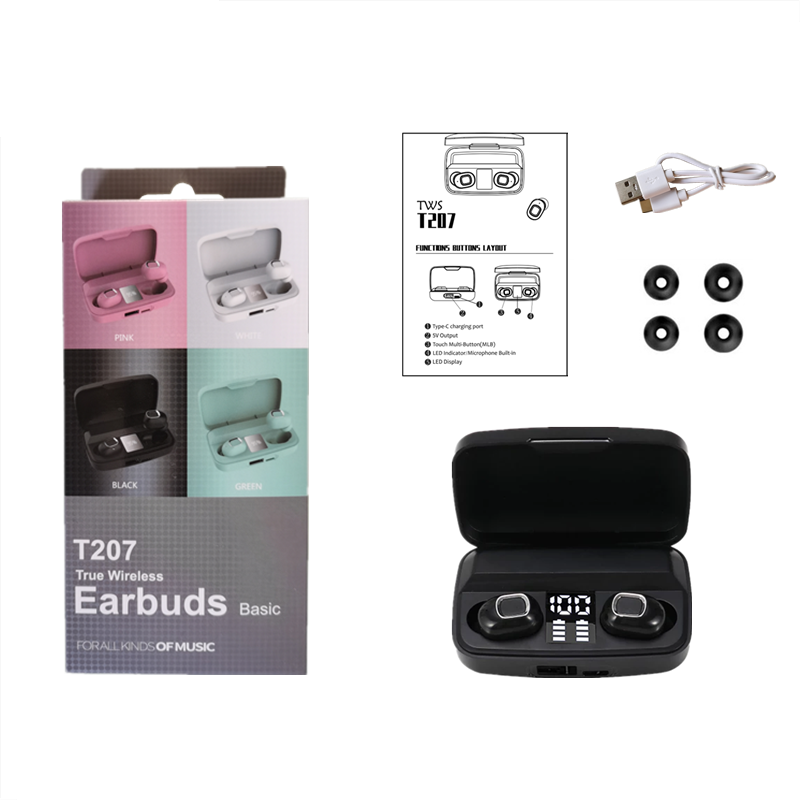 T207 TWS Bluetooth Earbuds Black | Hifi Media Store