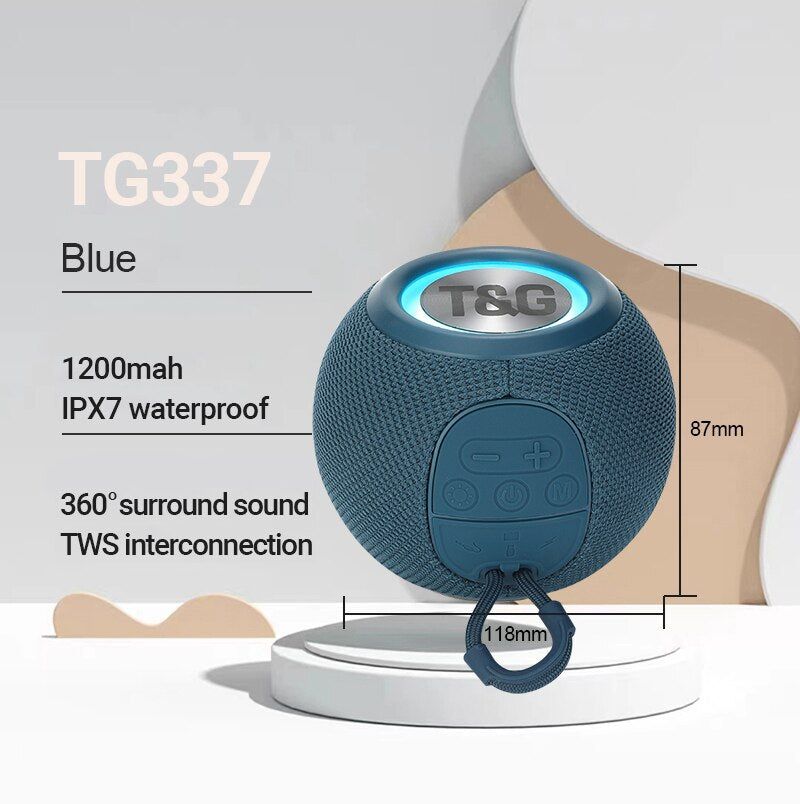 TG337 Mini Bluetooth Speaker with RGB Lights Blue | Hifi Media Store