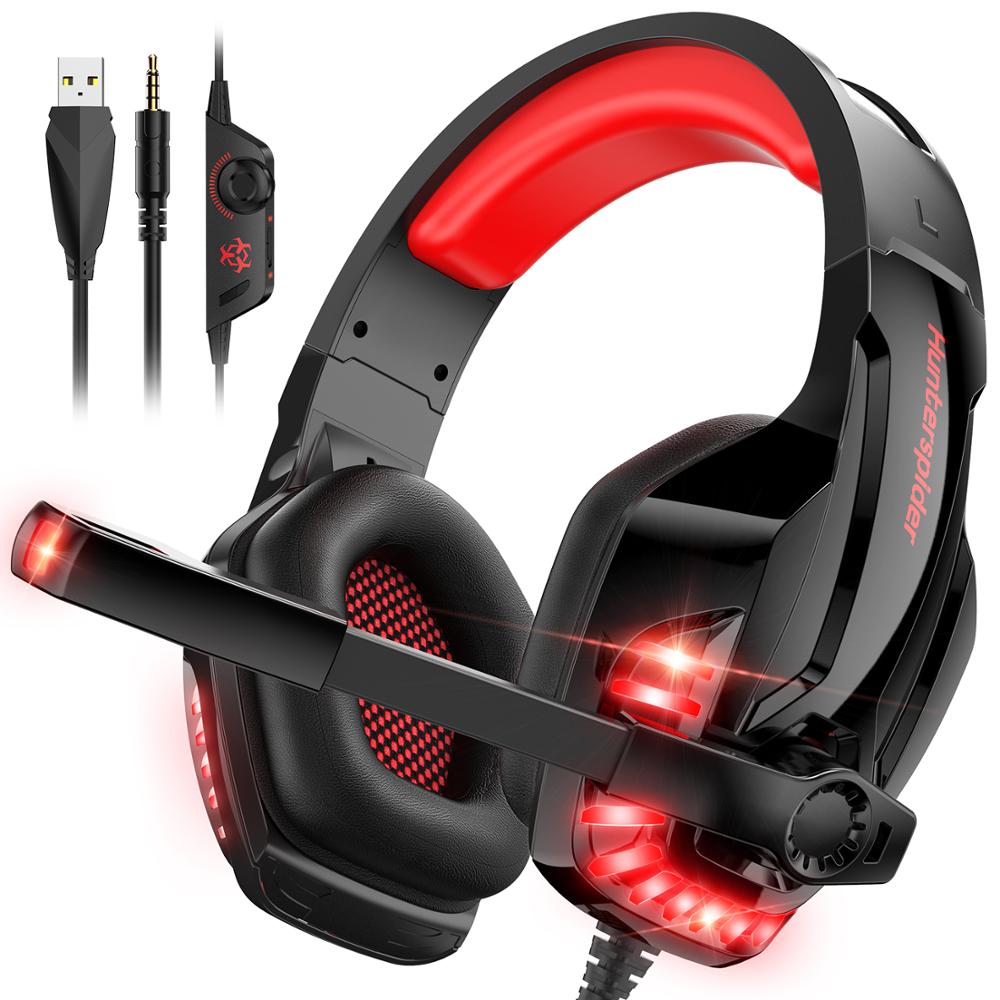 V6 Gaming Headset with Noise Cancelling and LED Lights Black-Red Global | Hifi Media Store