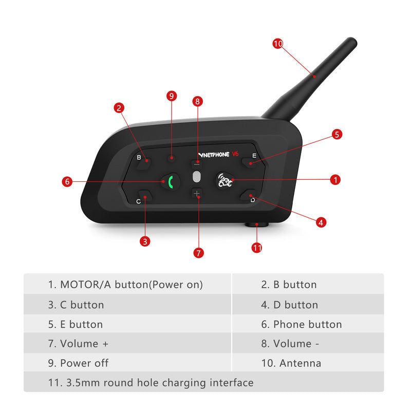 Vnetphone V6 Intercomunicador para Moto | Hifi Media Store
