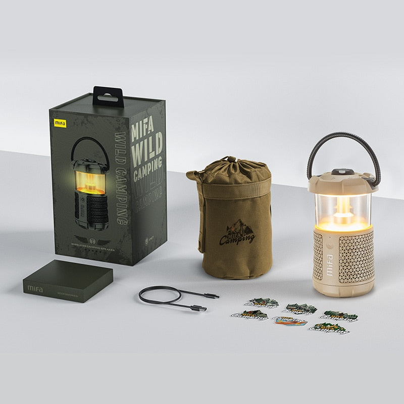 Wild Camping Bluetooth Speaker with Lantern. Powerful 360° Sound, 360° Light. Global Brown | Hifi Media Store