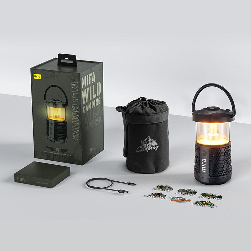 Wild Camping Bluetooth Speaker with Lantern. Powerful 360° Sound, 360° Light. Global Black | Hifi Media Store