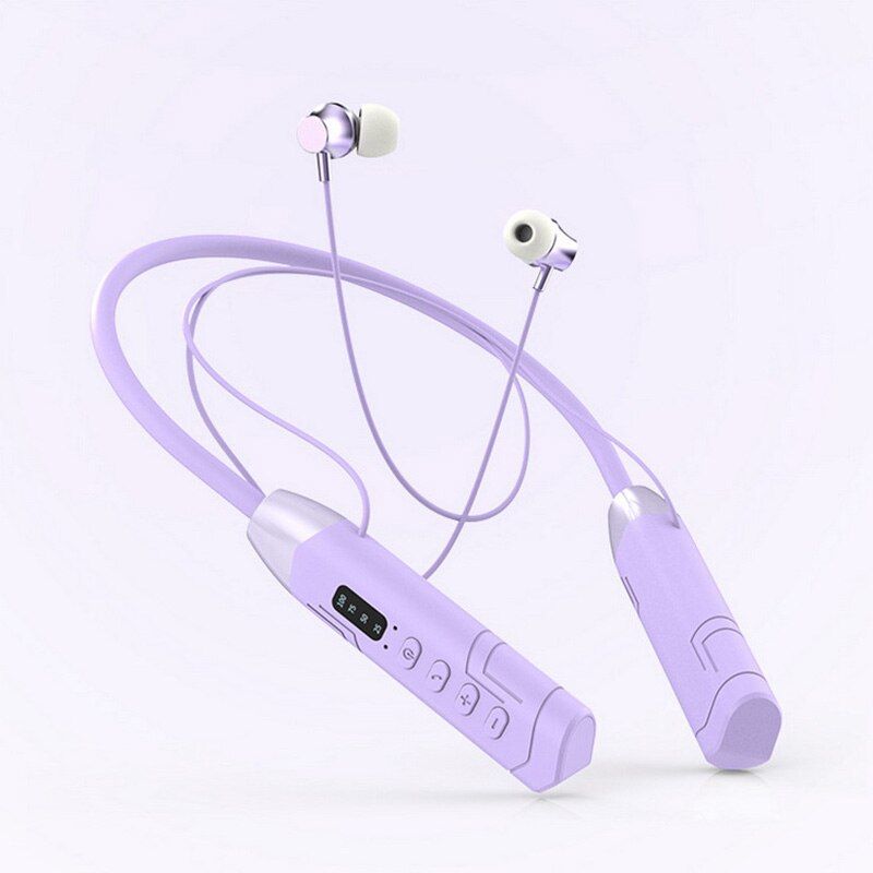 Wireless Earbuds with Neckband and LED Display for Sport Purple | Hifi Media Store