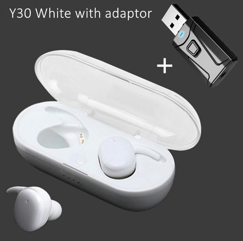 Y30 Wireless Earbuds With Bluetooth Adaptor Y30 White with adaptor Global | Hifi Media Store