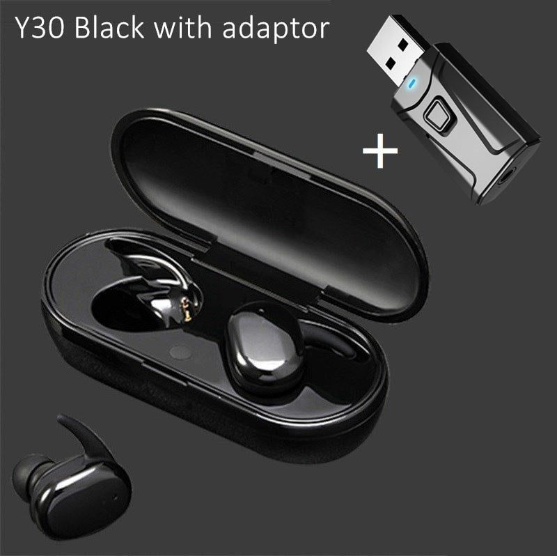Y30 Wireless Earbuds With Bluetooth Adaptor Y30 Black with adaptor Global | Hifi Media Store