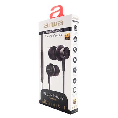 Aiwa ESTM-500BK Black Diamond - Auriculares Intrauditivos Negros con Control Remoto