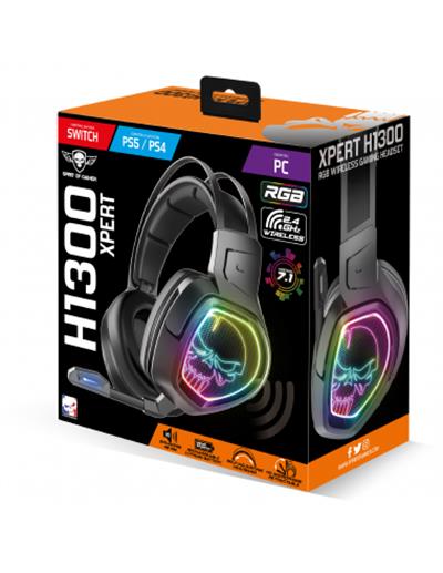 Spirit of Gamer Xpert-H1300 - Auriculares Gaming Inalámbricos RGB 7.1 PC/PS4/PS5/Switch/Lite Todos los auriculares | SPIRIT OF GAMER