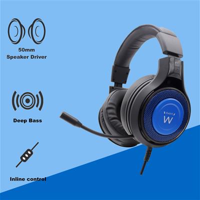 Ewent PL3322 - Auriculares Gaming con Cable Negro/Azul