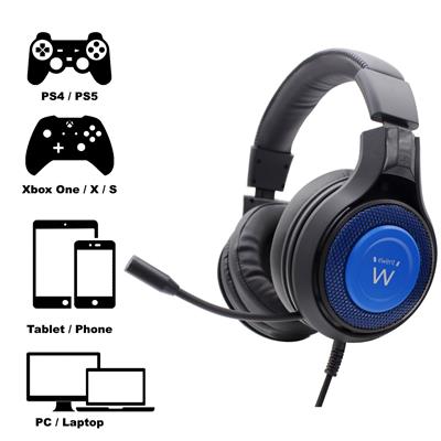 Ewent PL3322 - Auriculares Gaming con Cable Negro/Azul