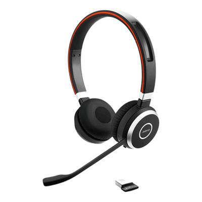 Jabra Evolve 65 SE Stereo UC Link380a - Auriculares Inalámbricos Negros + Soporte de Carga USB-A