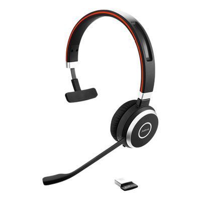 Gn Audio Jabra Evolve 65 SE MS Mono - Auricular Monoaural Inalámbrico con Dongle USB y Certificación Microsoft Teams