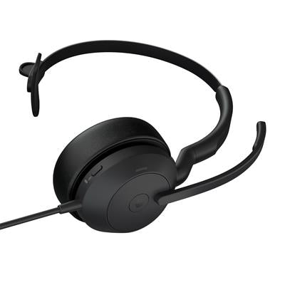 Jabra Evolve2 50 MS - Auricular Monoaural de Diadema USB-C para Oficina/Centro de Llamadas Negro