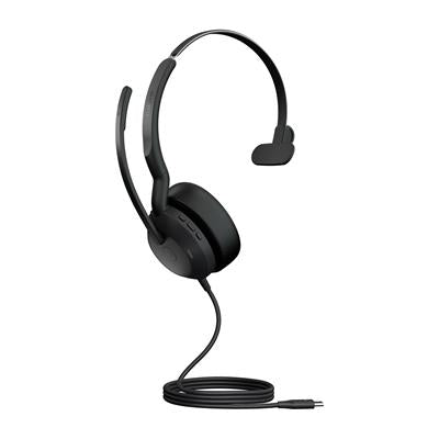 Jabra Evolve2 50 MS - Auricular Monoaural de Diadema USB-C para Oficina/Centro de Llamadas Negro