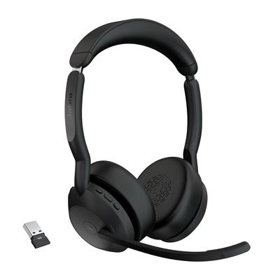 Jabra Evolve2 55 Link380a MS Stereo - Auriculares Bluetooth para Oficina/Centro de Llamadas Negros