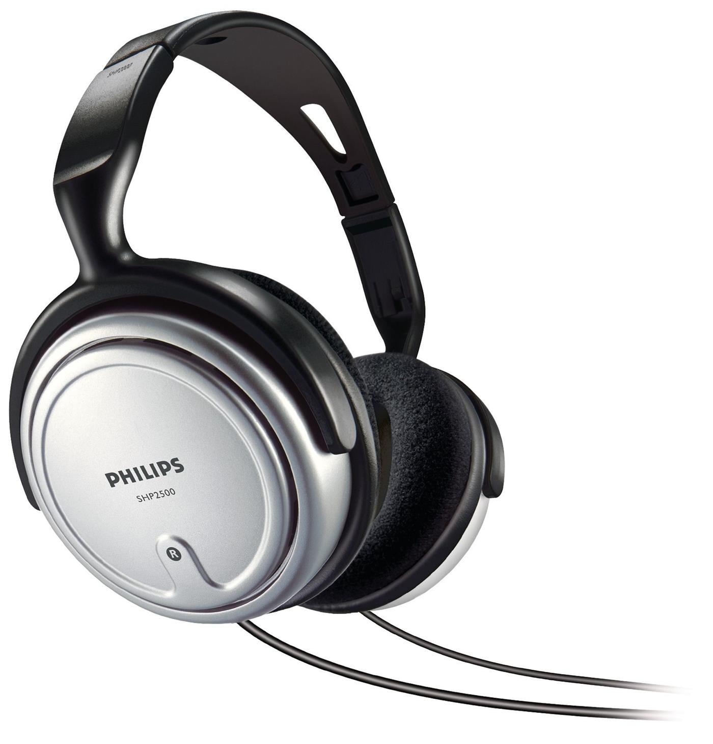 Philips SHP2500/10 - Auriculares de Diadema Negro/Plata para TV con Jack 3.5mm/6.5mm