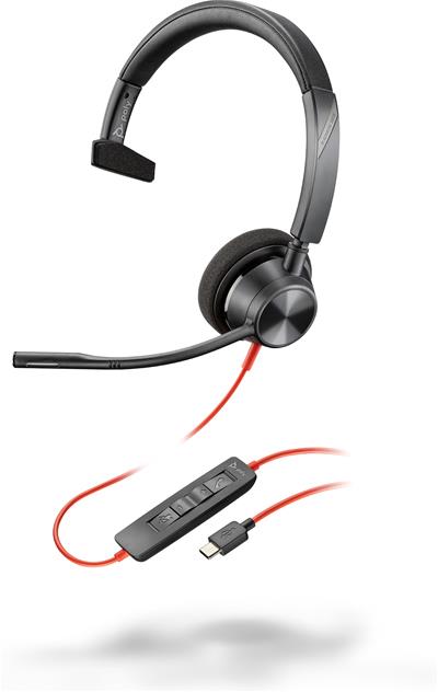 HP Poly Blackwire 3310 - Auricular Monoaural con Cable USB-C Negro