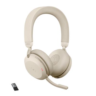 Jabra Evolve2 75 Link380a MS Stereo Beig - Auriculares Bluetooth Diadema Oficina/Centro de llamadas Beige